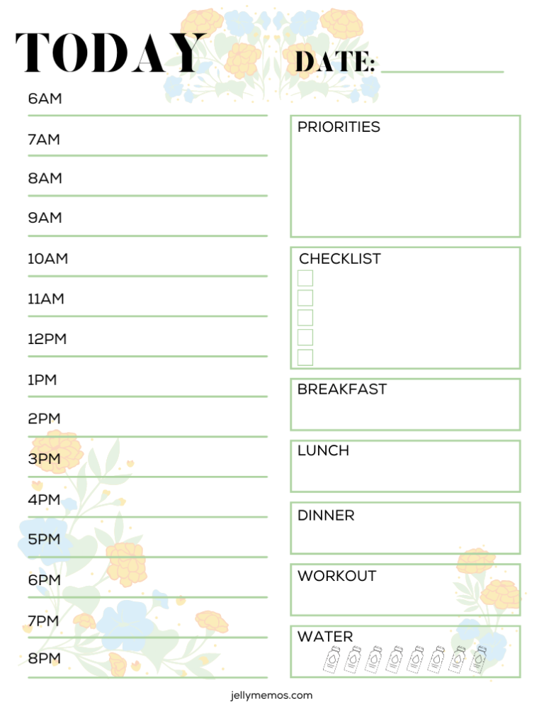 Printable Daily Schedule With Time Slots Jellymemos