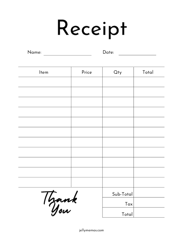 printable receipts