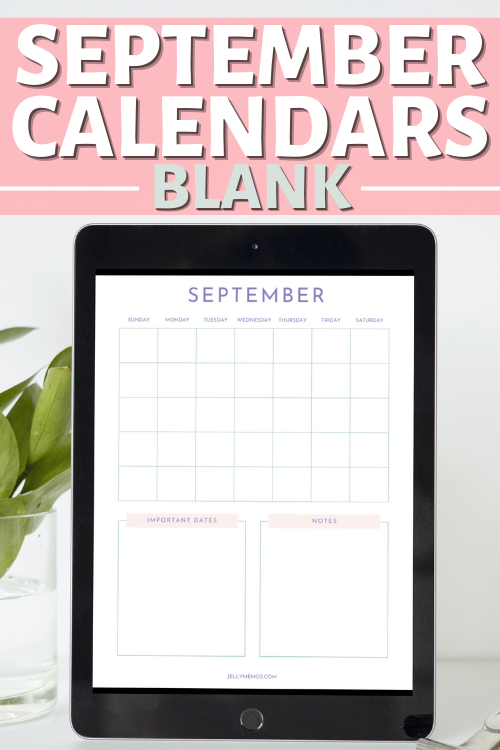 Blank September Calendar Printables