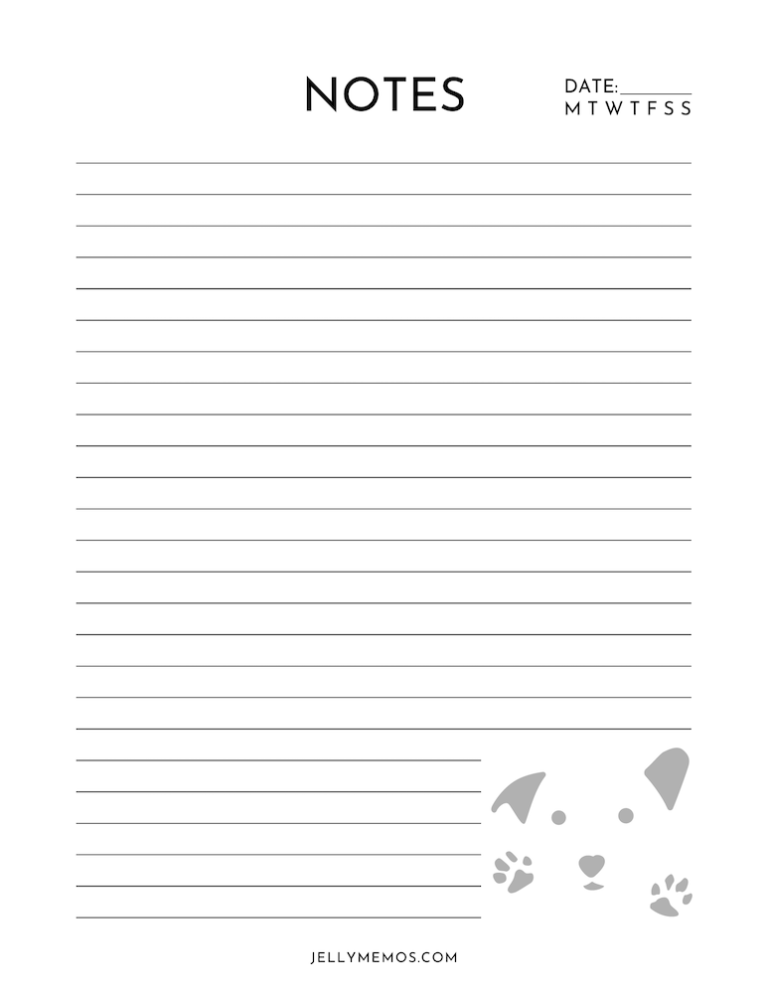 Printable Dog Themed Notebook paper For Animal Lovers! - JellyMemos