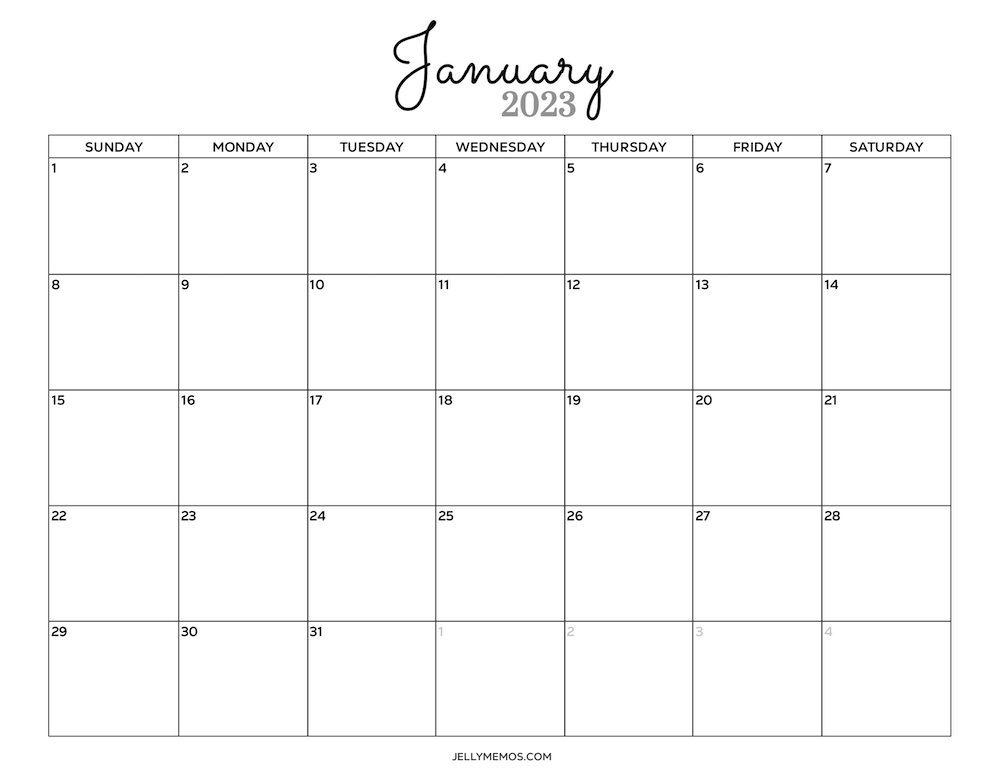 January 2023 Calendar Printables You'll Love - JellyMemos