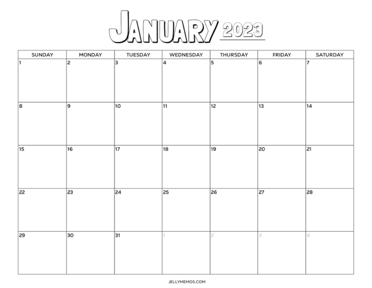 January 2023 Calendar Printables You'll Love - JellyMemos