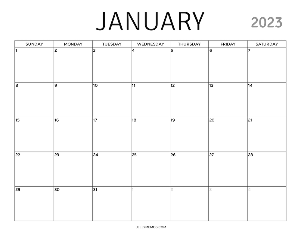 January 2023 Calendar Printables You'll Love - JellyMemos