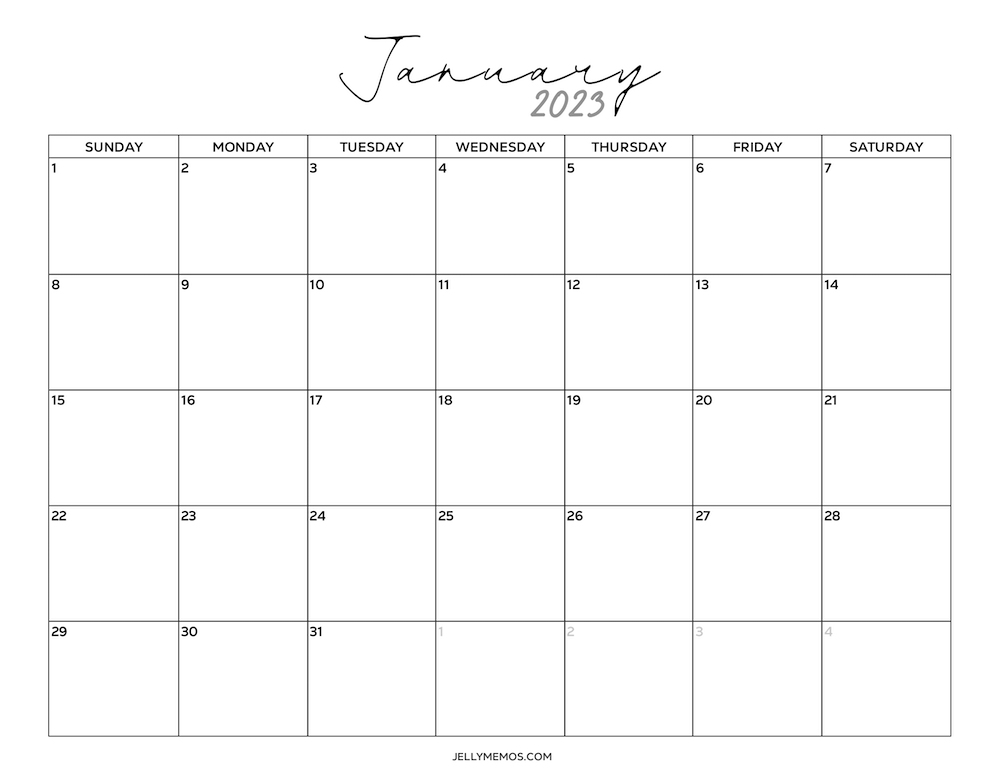 January 2023 Calendar Printables You'll Love - JellyMemos