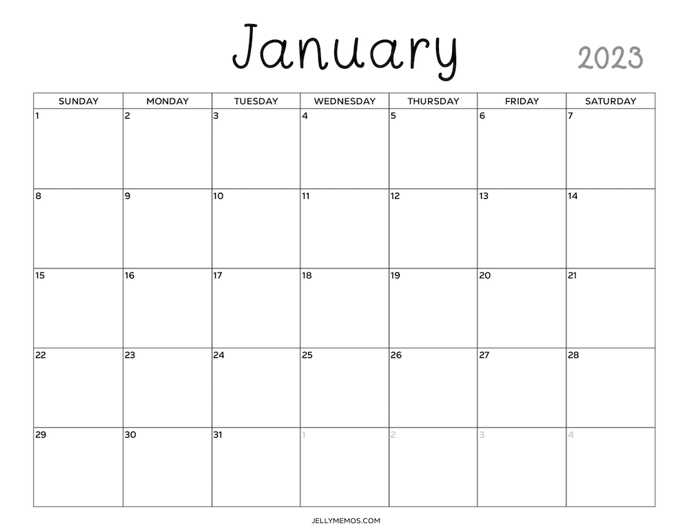 January 2023 Calendar Printables You'll Love - JellyMemos