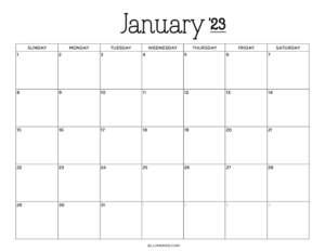 January 2023 Calendar Printables You'll Love - JellyMemos