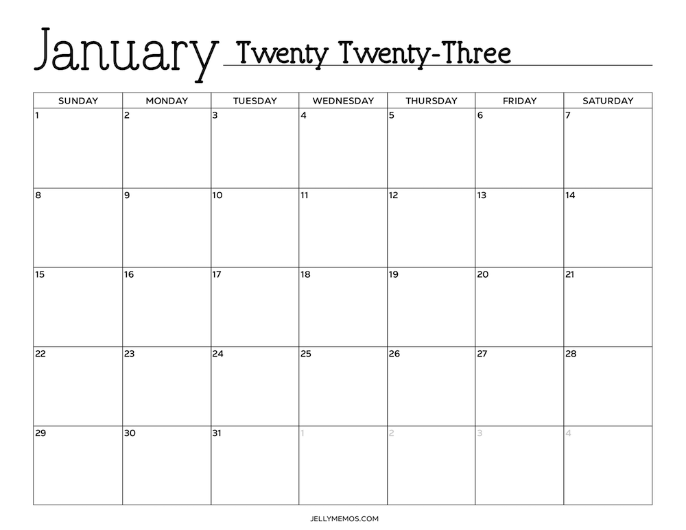 January 2023 Calendar 10