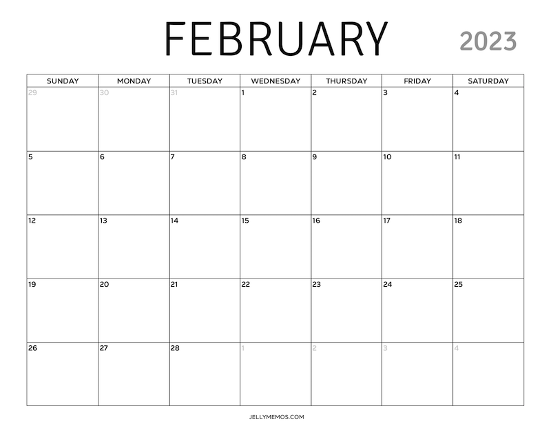 February 2023 Calendar Printables To Easily Plan Your Month - JellyMemos