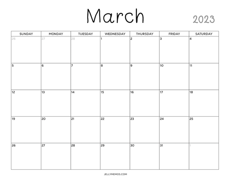 march 2023 calendar