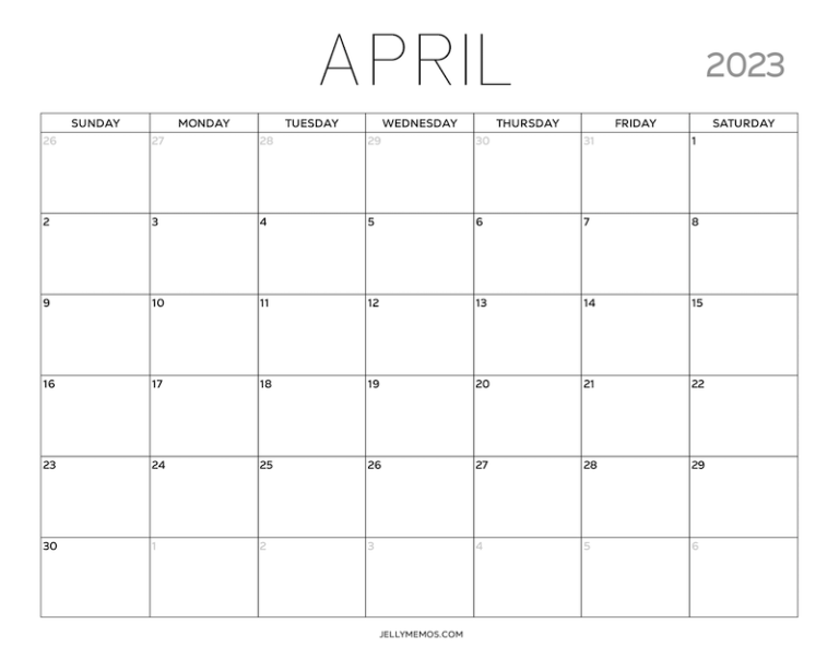 April 2023 Calendar Printables - Plan & Get Organized! - JellyMemos