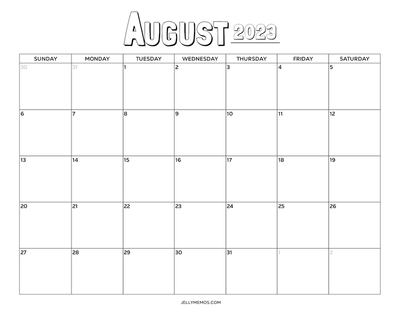 august 2023 calendar printable