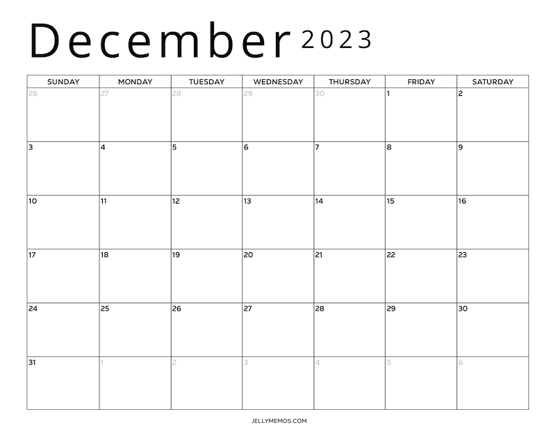 december 2023 calendar printables