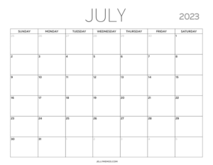 July 2023 Calendar Printables (Minimal & Useful) - JellyMemos