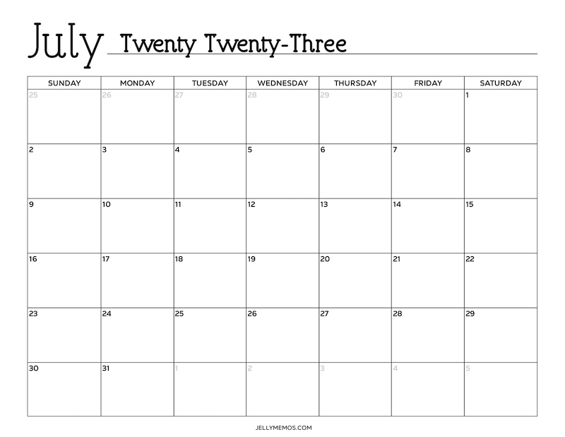 july 2023 calendar printable