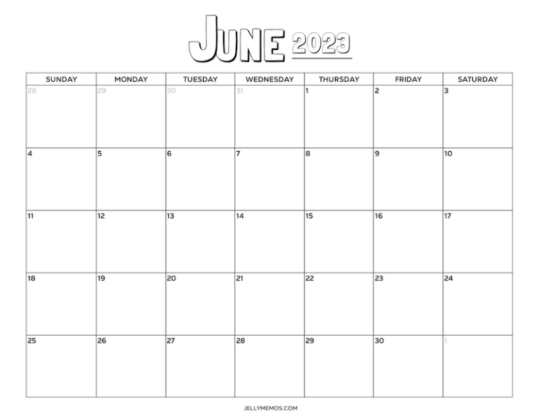 June 2023 Calendar Printables (10 Cute Styles) - JellyMemos