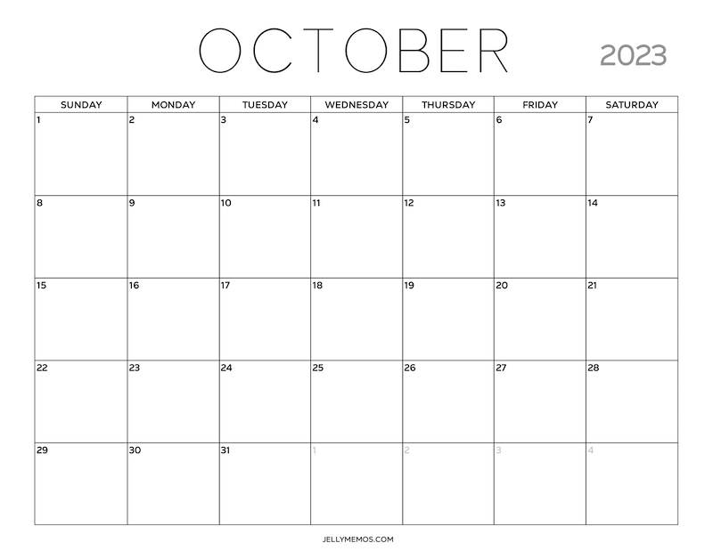 october 2023 calendar printables