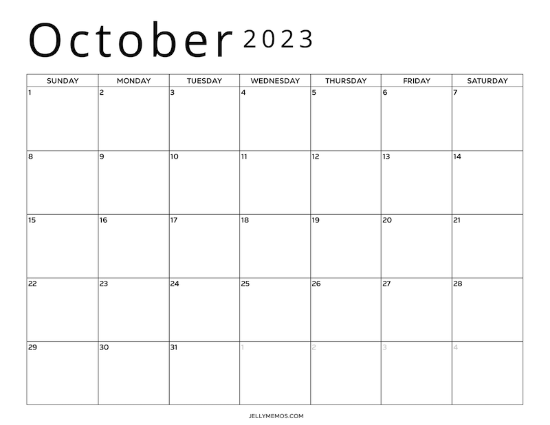october 2023 calendar printables
