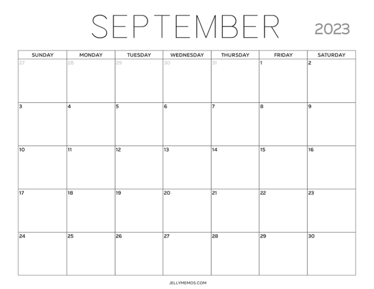 Pretty & Useful September 2023 Calendar Printables - JellyMemos