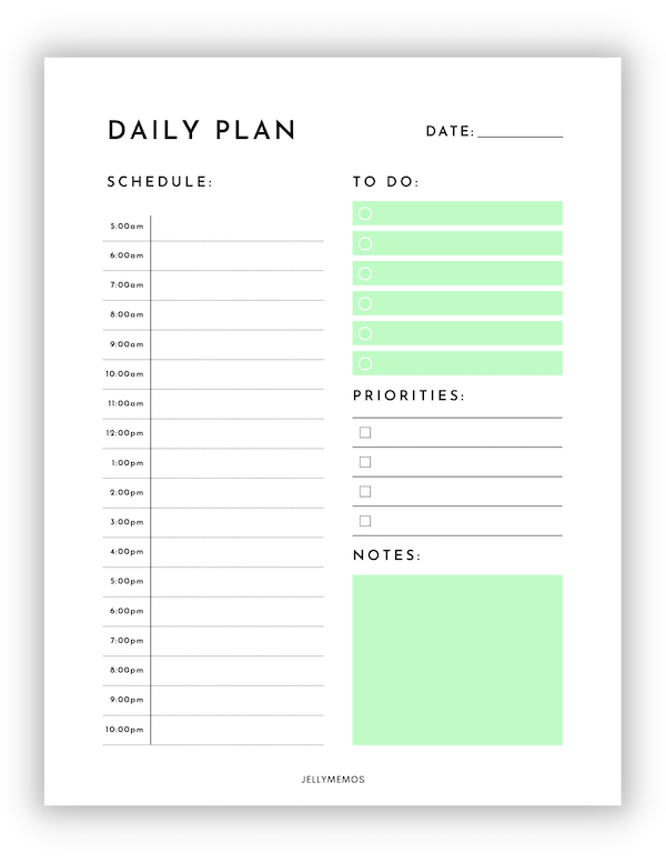 free printable daily schedule with time slots