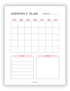 Cute Monthly Planner Printables For Productivity - JellyMemos