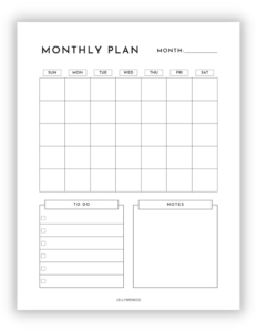 Cute Monthly Planner Printables For Productivity - JellyMemos