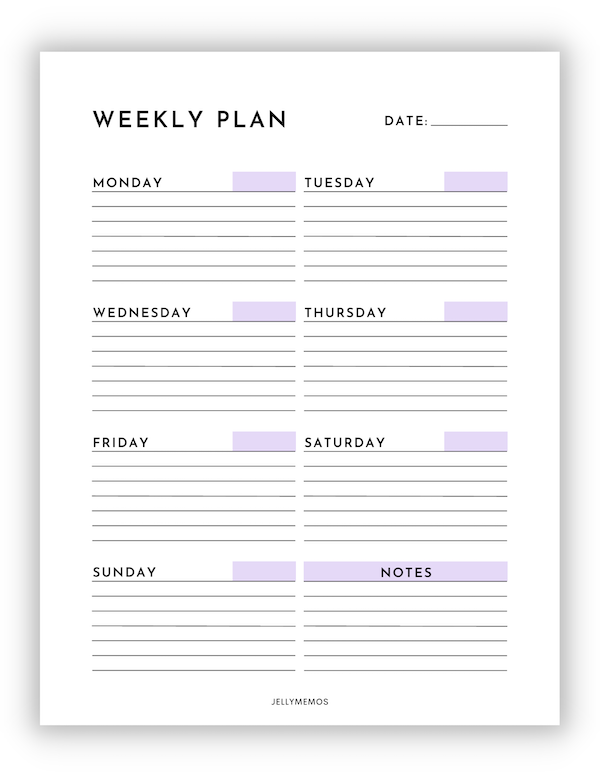 free printable weekly homework planner