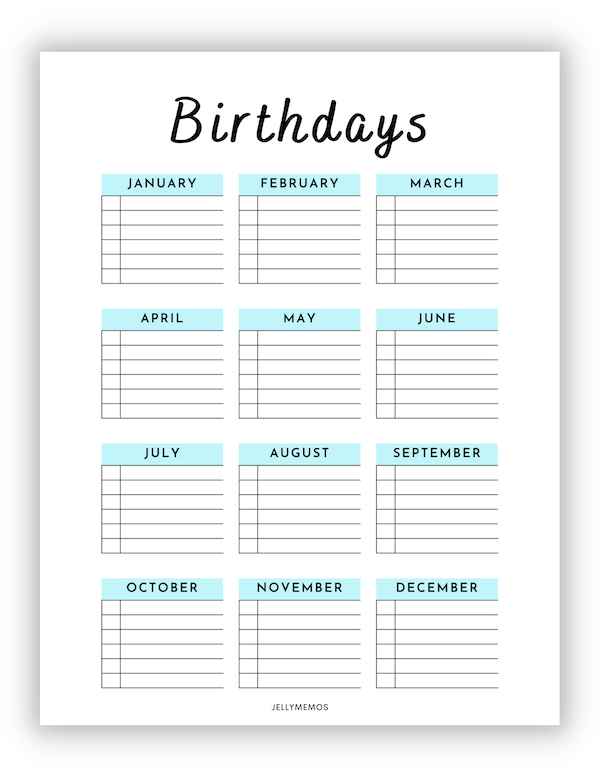 printable birthday calendars