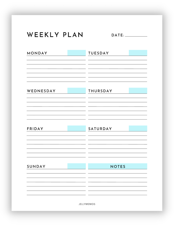free printable weekly schedule
