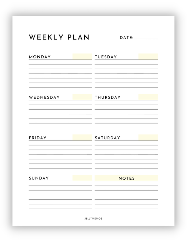 free printable weekly homework planner