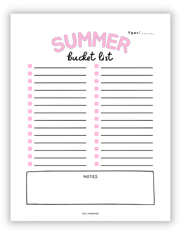 summer bucket list templates