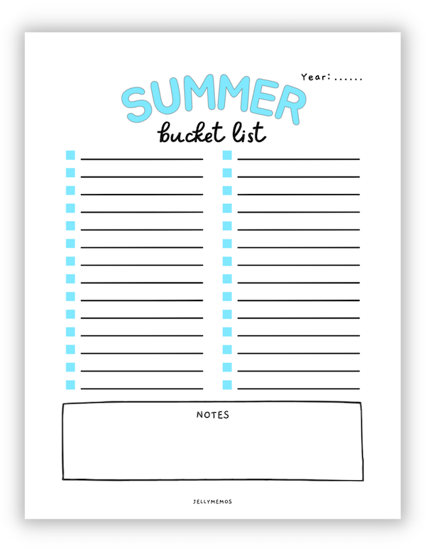 summer bucket list templates