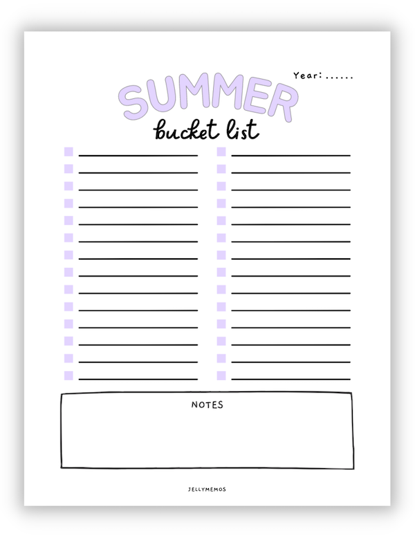 summer bucket list templates