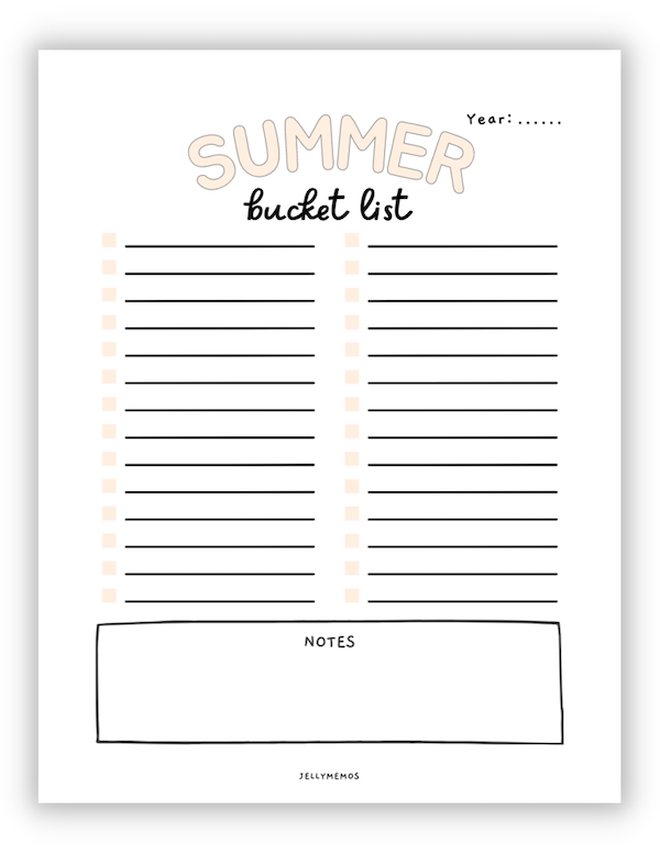 summer bucket list printable