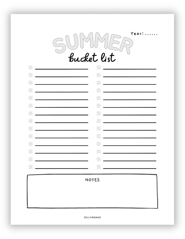 summer bucket list printable