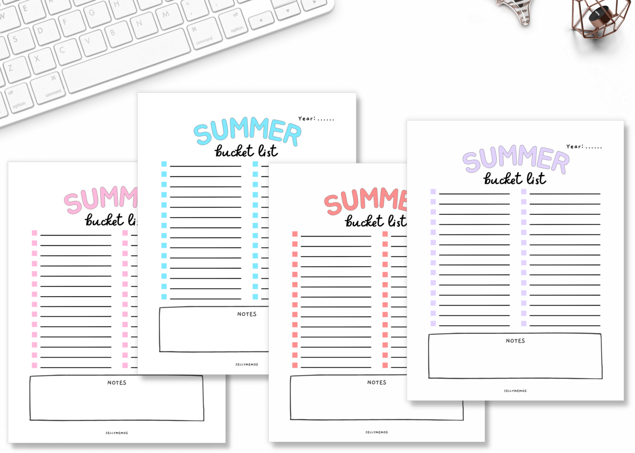 9 Cute Summer Bucket List Templates! Printable & Digital - JellyMemos