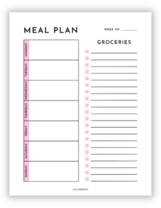 Printable Weekly Meal Plan and Grocery List Templates! - JellyMemos