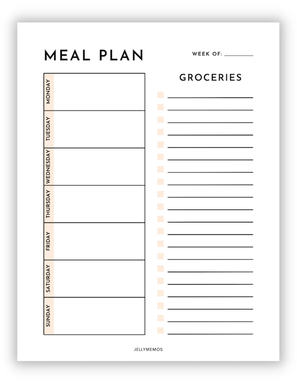 Printable Weekly Meal Plan and Grocery List Templates! - JellyMemos