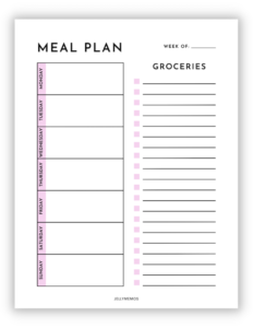 Printable Weekly Meal Plan And Grocery List Templates! - Jellymemos