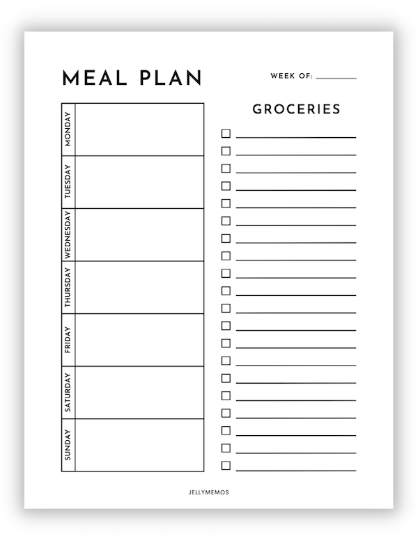 meal plan and grocery list template