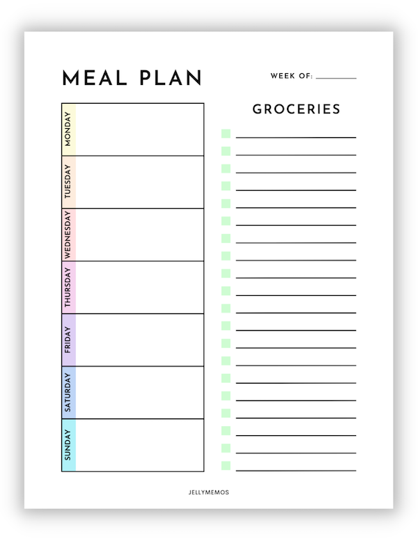 meal plan and grocery list template