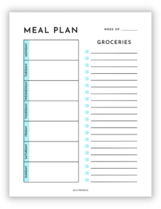 Printable Weekly Meal Plan and Grocery List Templates! - JellyMemos