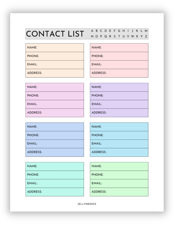 contact list templates
