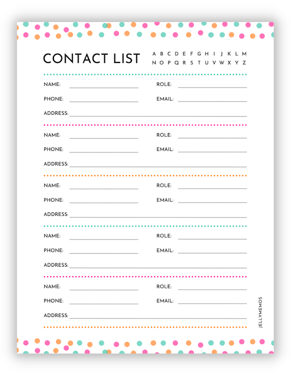 contact list templates