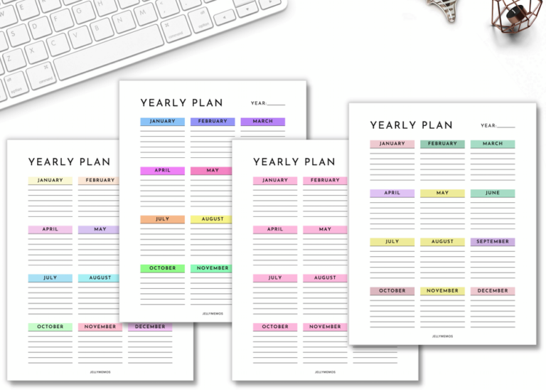 Cute Printable Yearly Plan Templates For Productive Planning - Jellymemos