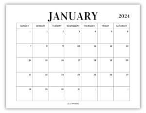 January 2024 Calendar Printables For Planning & Productivity - JellyMemos