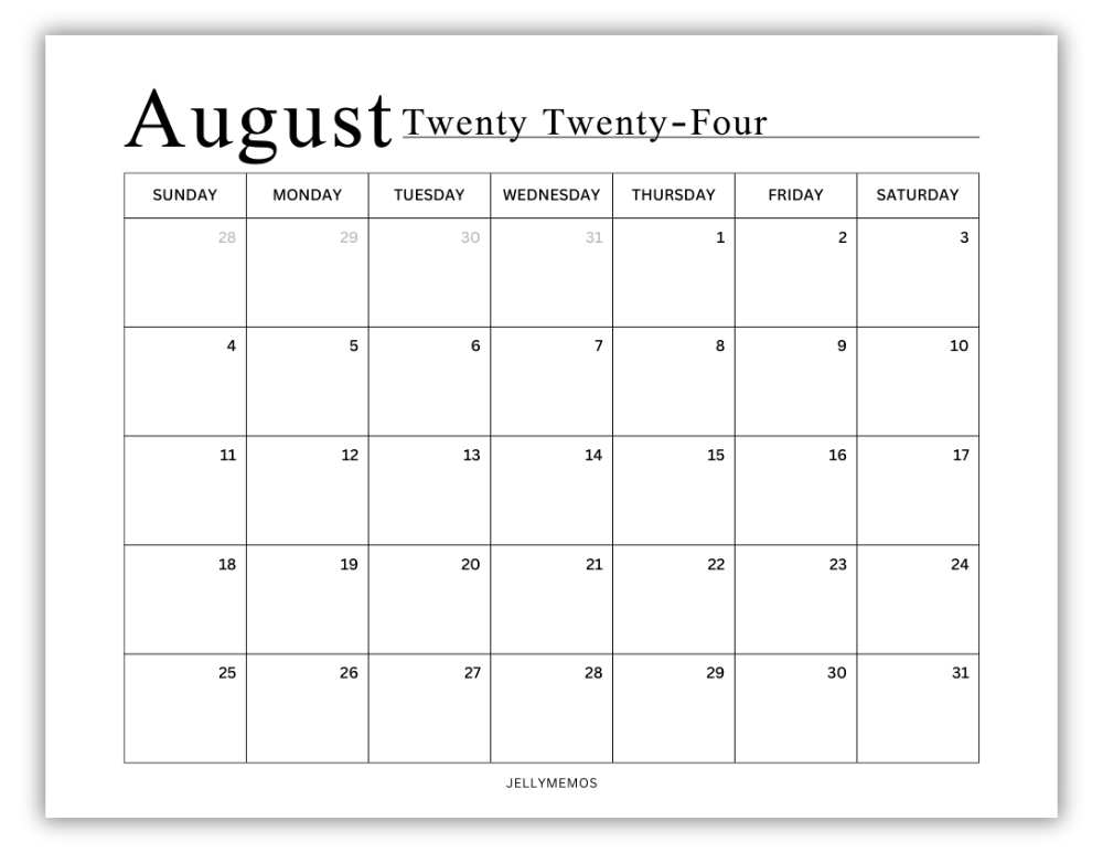 august 2024 calendar