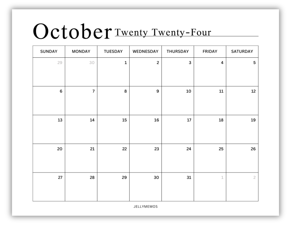 october 2024 calendar