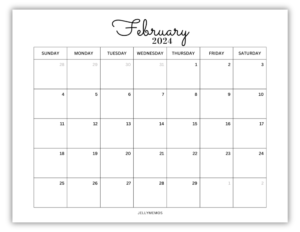 February 2024 Calendar Printables (Monday + Sunday Start!) - JellyMemos