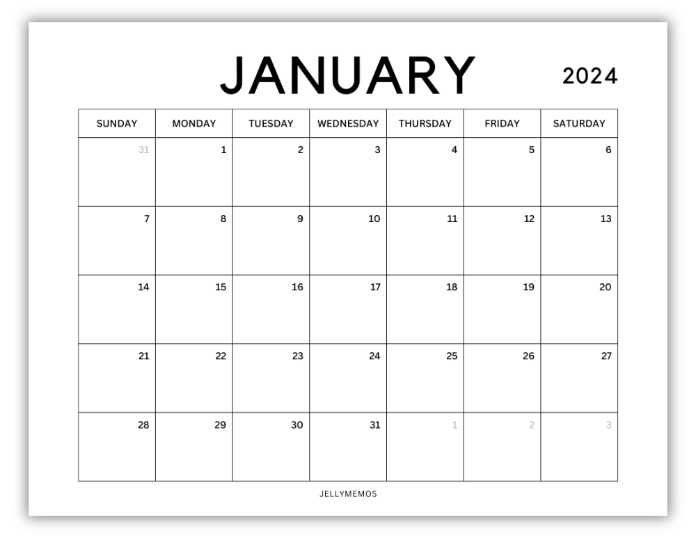 january 2024 calendar