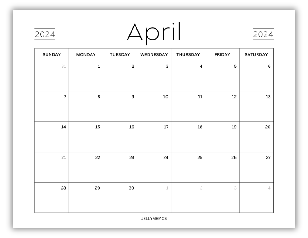 april 2024 calendar